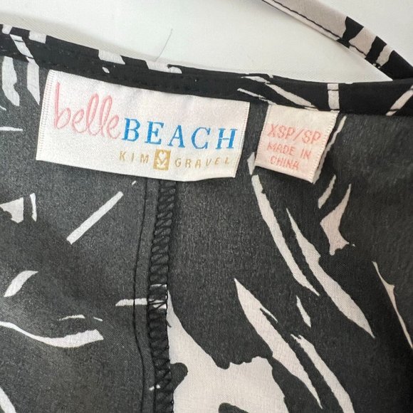 Belle Beach by Kim Gravel Cover-Up XSP/SP ~Tie Front Poolside Palm Black A594836 - Picture 2 of 4